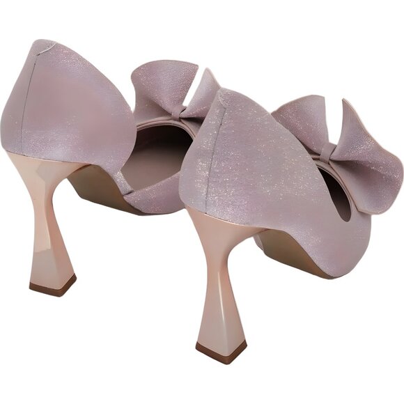 Betsey Johnson Nobble Sculpted Champagne Sparkle Metallic Bow Pumps US 11M - Picture 3 of 6